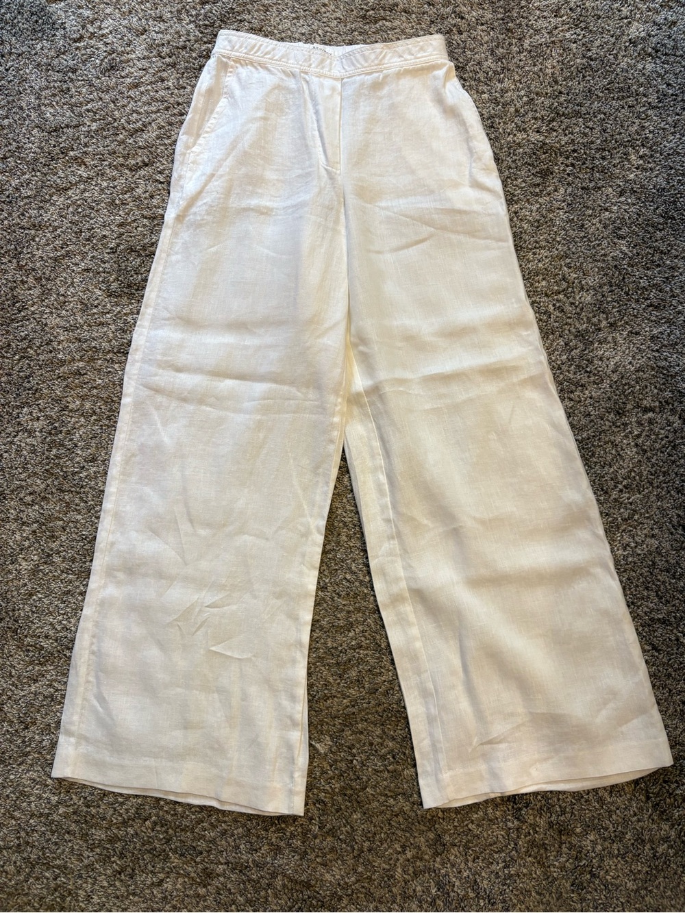 Out of Office by Trina Turk Cream Wide-Leg Linen-Blend Pants